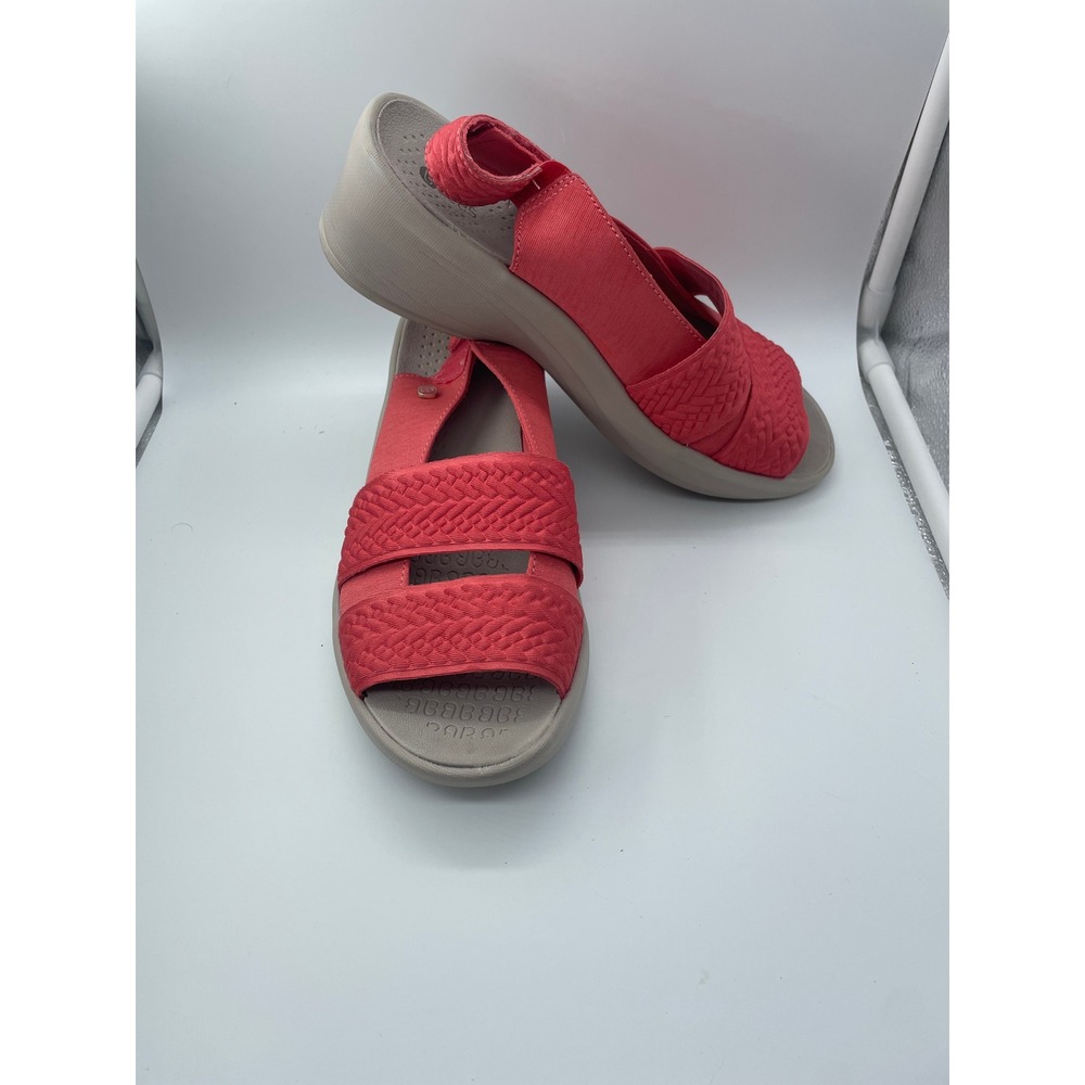 Bzees Fiona Womens Red Stretch Fabric Wedge Slingback Sandals Size 10M